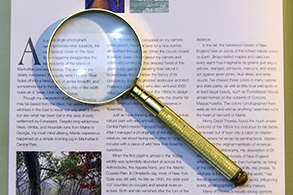 Photo of magnifying glass over documents