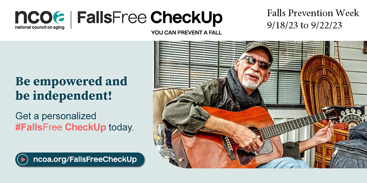 Prevent a fall brochure showing a man playing guitar